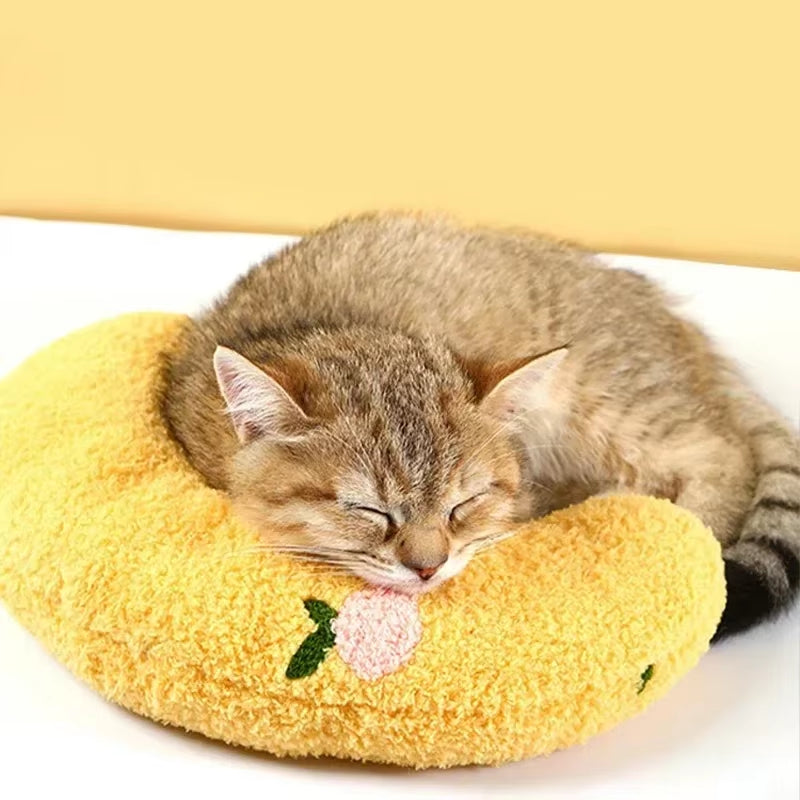 Small Pillow for Pet Cats Dogs Sleeping Mat Neck Guard U-Shaped Pillow Soft and Thick Bite Resistant Winter Warm Comfort Pillow