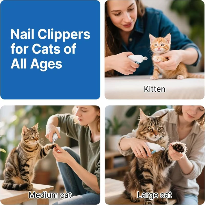 Cat Nail Clipper with Adjustable Trimming Hole & Hidden Nail File | Safe Toenail Trimmer for Kittens/Indoor Cats/Christmas