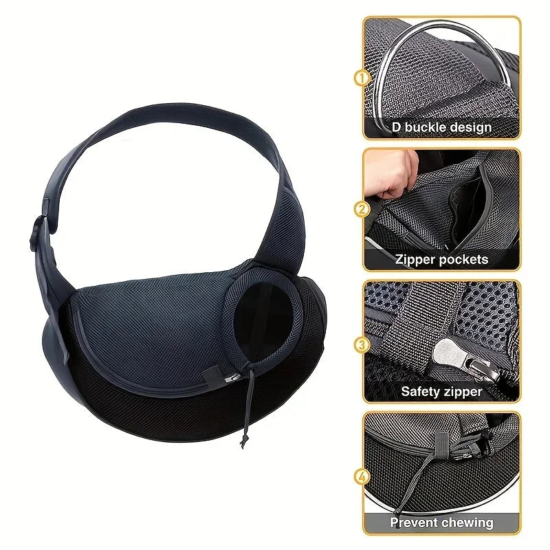 1Pc Dog Out Backpack,Dog Sling Carrier Breathable Mesh Travel Crossbody Bag for Puppy Cat Hiking Camping