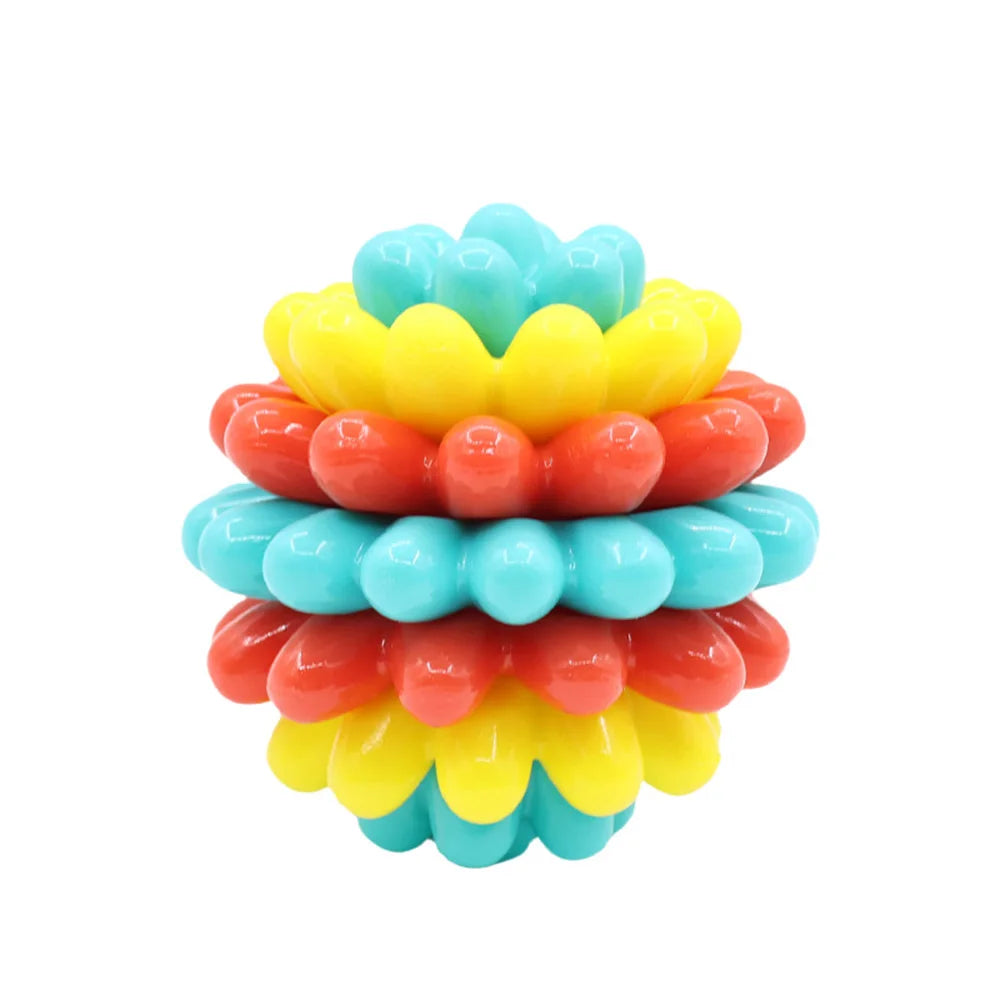 Colorful Multifunctional Durable Chew Ball - Soft Rubber Dog Toy for Interactive Play, Molar Teeth Cleaning, Fun Chewing,