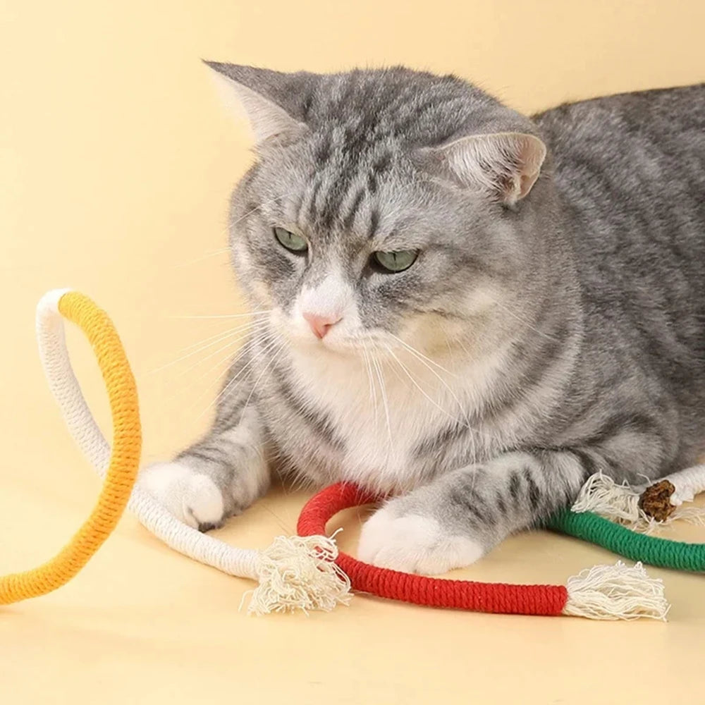 Cat Toys Chew Rope Safe Teeth Cleaning Toy for Indoor Kittens, Interactive Cat Nip Kitty Toys for All Breeds