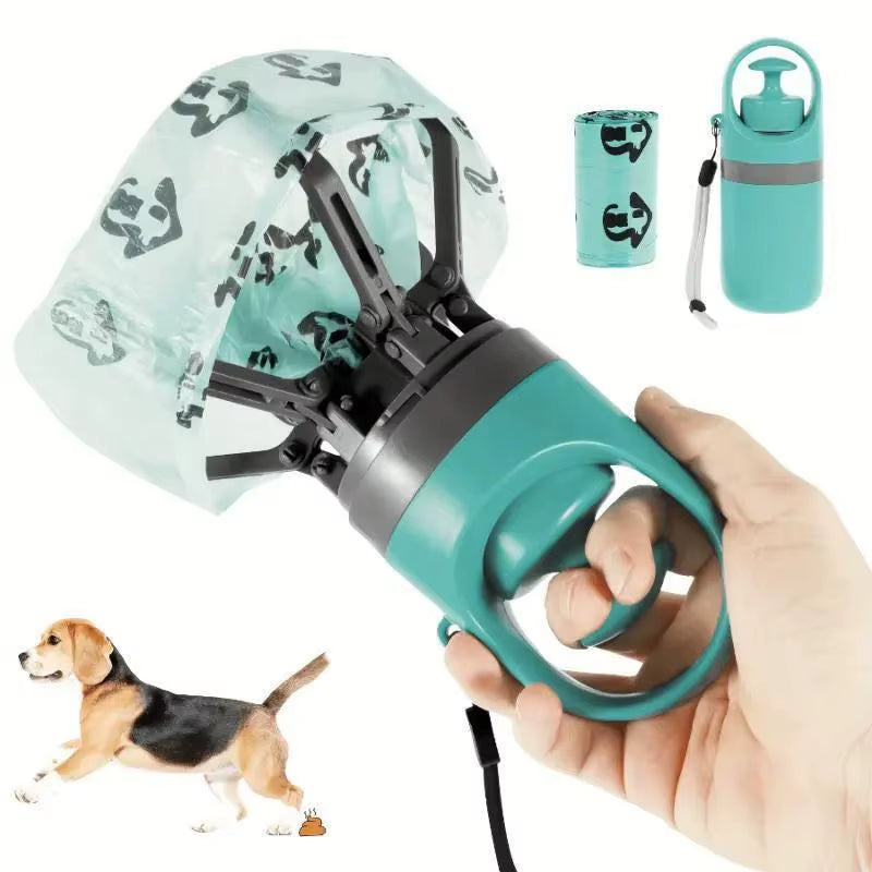 Portable Dog Pooper Pet Garbage Collection Cleaner Built-In Garbage Bag Handheld Pet Feces Gripper with Zero Contact Design