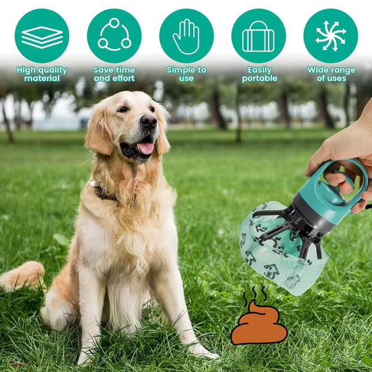Portable Dog Pooper Pet Garbage Collection Cleaner Built-In Garbage Bag Handheld Pet Feces Gripper with Zero Contact Design